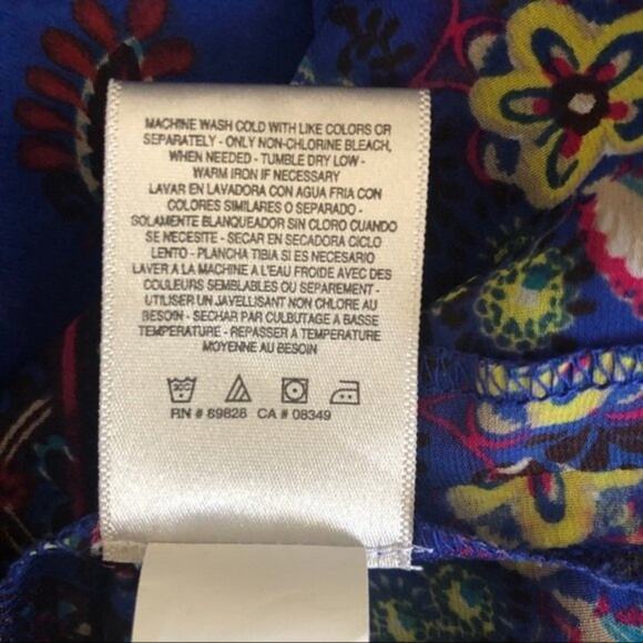 Jessica Simpson Blouse Women's XS/S Blue Sheer Boho Paisley Strappy Back New - Picture 12 of 12